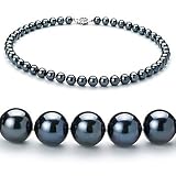 Black 7.5-8mm AAA Japanese Akoya Pearl Necklace 16 inch