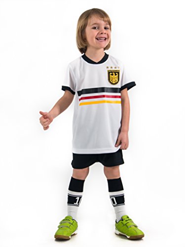 Fußball Trikotset Trikot Kinder 4 Sterne Deutschland WUNSCHNAME Nummer Geschenk Größe 98-170 T-Shirt Weltmeister 2014 Fanartikel EM 2016 (116)