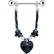 Handcrafted Austrian Crystal Black Heart Flowers Nipple Ring MADE WITH SWAROVSKI ELEMENTS