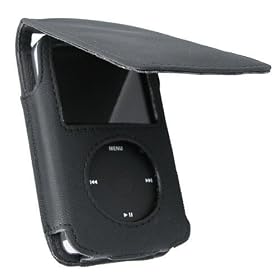 Eforcity Black Synthetic Leather Case with Strap and Belt Clip for Apple iPod 5th Gen Video 30GB / 60 GB / 80 GB / iPod Classic 80GB / 120GB / 160GB BONUS Screen Protector!!