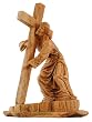 Jesus carrying the Cross olive wood Statue - Museum quality ( 12 inches high )