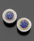 18k Gold & Sterling Silver Sapphire (7/8 ct. t.w.) & Diamond (1/3 ct. t.w.) Earrings