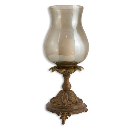 CandleHolder with Smokey Glass Globe