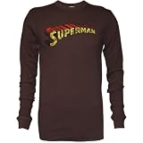 Superman Distressed Name Logo Men's Long Sleeve Thermal T-Shirt