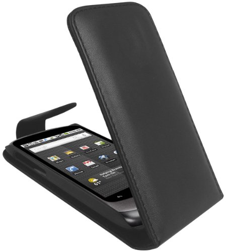 Black leather Clip N Flip Case for HTC Desire