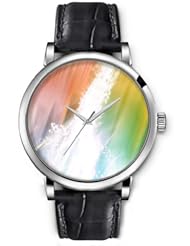SPRAWL Aanalog Fashion Series Silver Ladies Watches of Genuine Black Leather Strap,Unique Wrist Watch for Women Girls Designed with Fall of white dots