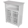 Elegant Home Fashions Neal Collection Shelved Double-Door Floor Cabinet with Latticed Window Panels, White