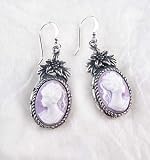 Flower Topped Lavender Cameo Earrings