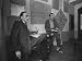Painter Brion Gysin, Shown W His Paintings in Hotel Room in with Writer William S. Bu...