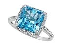 4.45 cttw Blue Topaz Ring - 14kt White Gold LIFETIME WARRANTY