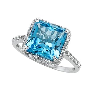 4.45 cttw Blue Topaz Ring by Effy CollectionŽ in 14k White Gold Size 6.5 by