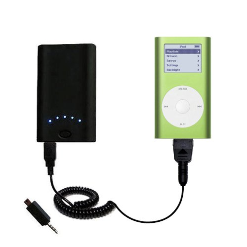 High Capacity Rechargeable External Battery Pocket Charger for the Apple iPod Mini - uses Gomadic TipExchange Technology