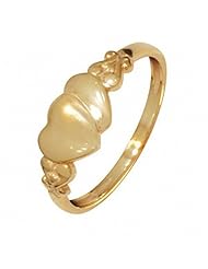 Childs Heart Signet 9ct Solid Yellow Gold Bee Other Ring Size 4.5-7.75