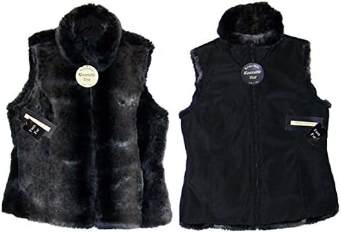 Kristen Blake Ladies Faux Fur Reversible Vest Gray Chinchilla, XXL