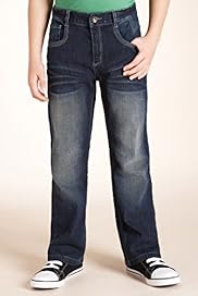 Pure Cotton Adjustable Waist Straight Leg Jeans