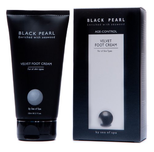 Velvet Foot Cream - Black Pearl Cosmetics | Anti Aging Skin Treatment | Enriched with pearl powder, seaweed & Dead Sea minerals + 2 FREE samples