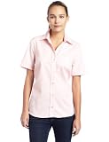 Dickies Womens Short Sleeve Stretch Poplin Shirt, Pink, Medium