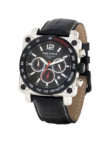 Time Force - TF3115M01 - Montre Homme - Quartz Analogique - Cadran Noir - Bracelet en Cuir Noir Time Force - TF3115M01 - Montre Homme - Quartz Analogique - Cadran Noir - Bracelet en Cuir Noir