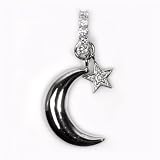 STERLING SILVER CZ PENDANT - 44mm Moon