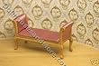 Handcarved Oak setee Dark Pink Satin Dollhouse Miniature