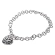 Sterling Silver Rhodium Plated Bracelet w/ Filigree Heart Charm Lined with CZ Stones