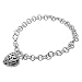 Sterling Silver Rhodium Plated Bracelet w/ Filigree Heart Charm Lined with CZ Stones