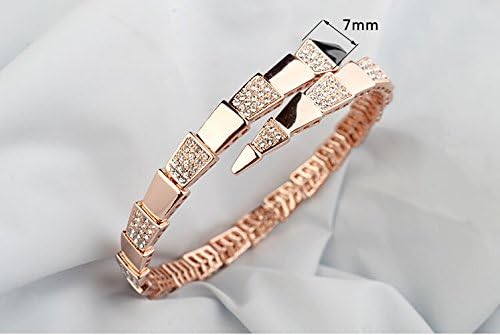 Etrys Free Size Adjustable Trip Tri Shiny CZ Snake Shape 18K Rose Gold Plated Bangle Bracelet Gifts