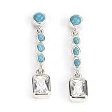 Barse Sterling Silver Turquoise & Crystal Linear Earrings