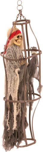 Spooky Caged Grey Ghoul Halloween Prop
