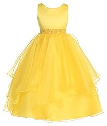 Girls Sleeveless Organza/Polyester/Satin Ankle Length  Asymmetric Beaded Flower-Girl Dress/Pageant Dress  With Ruffles