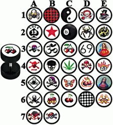 1 Paar Emeco UV Black Logo Fake Ear Plug EAR695, B2