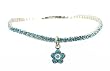 Anklet - A21 - Swarovski (tm) Crystal Stretch ~ Aqua w/ Aqua Flower