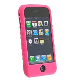 iPhone 1st Gen (NOT for iPhone 3G) Silicone Case w/ Screen Protector (Hot Pink)