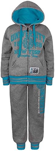 Girls Boys University Tracksuit Hooded Top Jogging Bottoms Kids 2 Piece Set