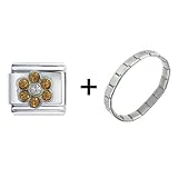 November Birthstone Flower Italian Charm Bracelet