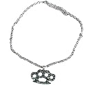 Rhinestone Studded BRASS KNUCKLES Silver Necklace