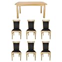 Contour Oak Dining Table + 6 Contour Oak Dining Chairs with Black Micro Suede