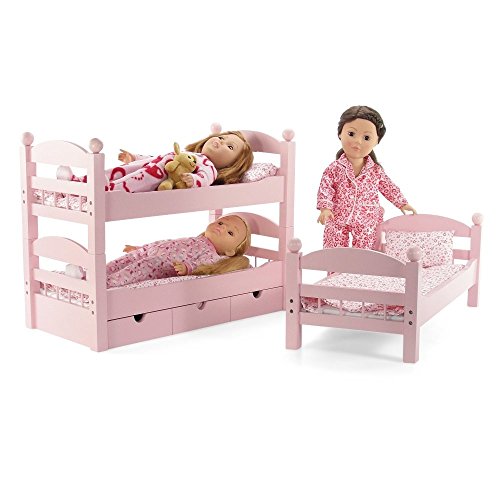 18 Inch Doll Triple Bunk Bed Stackable Wooden Furniture Made to Fit American