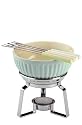 Typhoon Vintage Blue Stoneware Bowl Chrome Stand Chocolate Fondue Set with 4 Colour Coordinated Forks