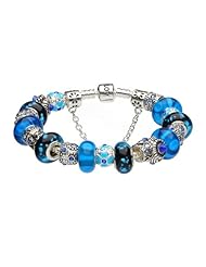 2013 New Arrivals Pandora European Style Blue Murano Glass Beads Charm Beaded Complete Silver Plated Bracelets for Women Girls Jewelry