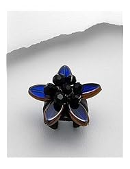Blue Flower Leather Glass Ring