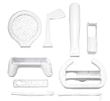 Puregadgets Exclusive Nintendo Wii 8-in-1 Sports Kit Includes - tennis racket / golf club / baseball bat / steering wheel / controller grip / 2 wrist straps to secure the Wii-Mote / Wii-Mote protection against scratches and dust