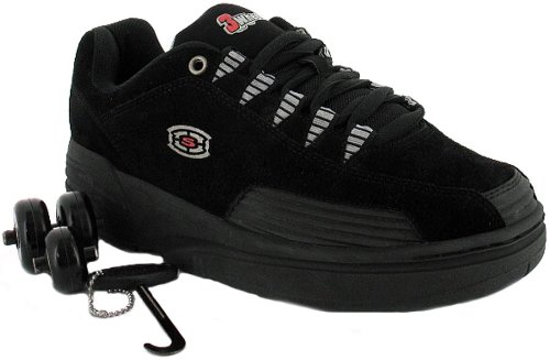 New Mens/Gents Black Skechers Wheeler Roller Skate Style Trainers - Black - UK 8.5