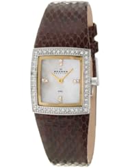 Skagen Womens 608SSD8 Crystal Accented Brown Leather Watch