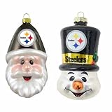 Pittsburgh Steelers Santa Cap and Top Hat Snowman Ornaments