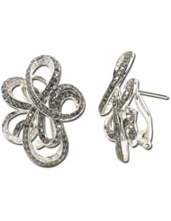 14K White Gold 2.93ct Multi-Spiral ala Flower Black & Diamond Huggie Earrings