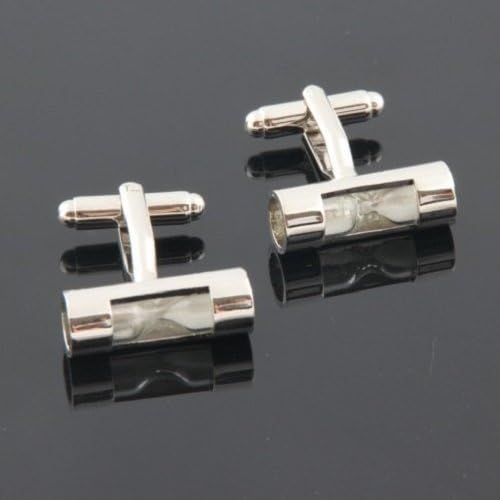 MgMi® Cufflinks real hourglass watch 1 Pair Set (FREE GIFT BOX) (White)