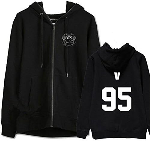 Redfly1 BTS Bangtan Boys Hooded Fleece Zip Sports Sweatershirt, V, L