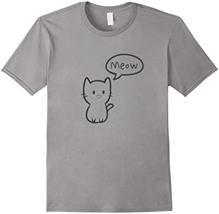 Men's MEOW Cat Drawing Cute Soft Kitty Sketch Feline Lovers Shirt Large Slate