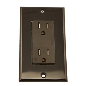 Leviton T5280-E Tamper Resistant Decora Duplex Surge Suppressor Receptacle, 15 Amp, Black